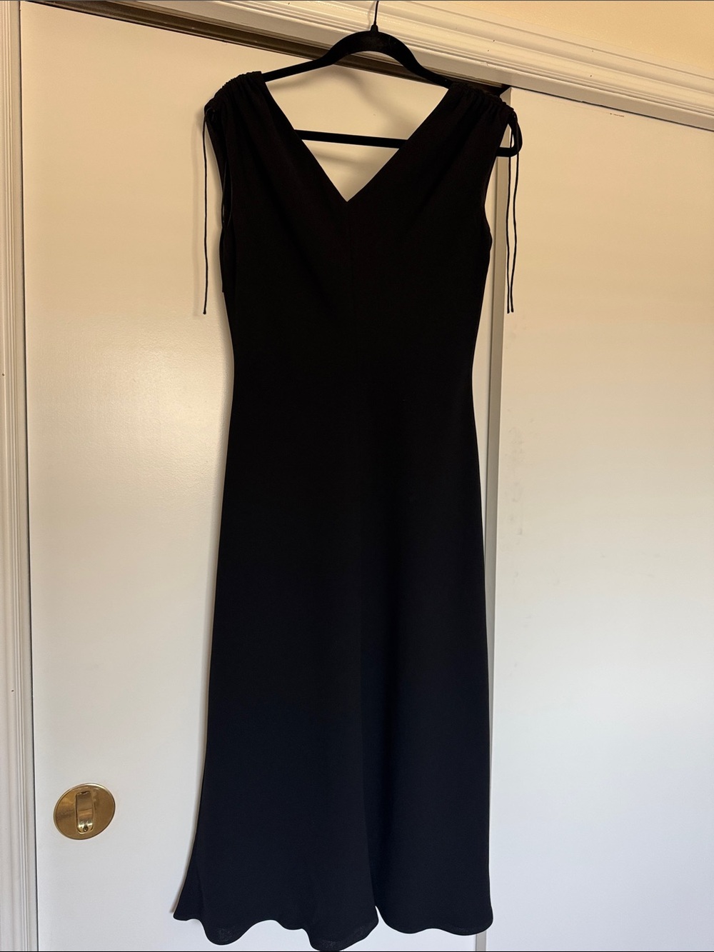 Jones New York Black Midi V-Neck Dress with Shoulder Ties